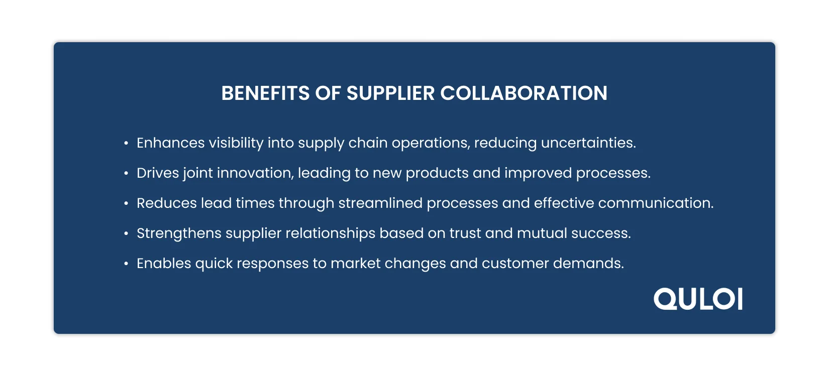 Benefits of Supplier Collaboration